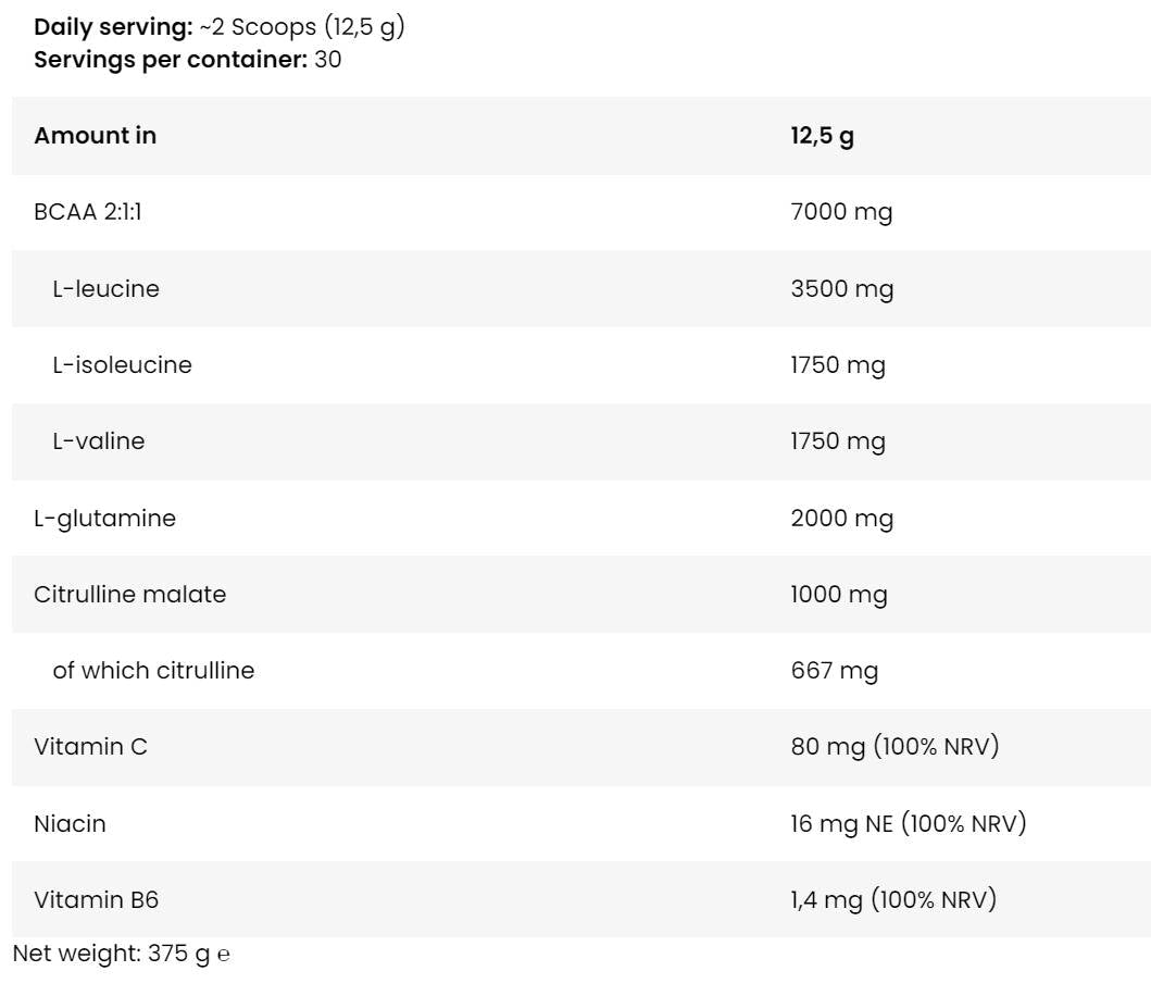 ICE BCAA | s L-glutaminom & L-citrulin - 375 grama