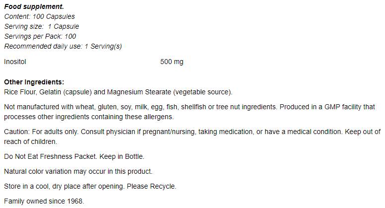 Inozitol 500 mg - 100 kapsula