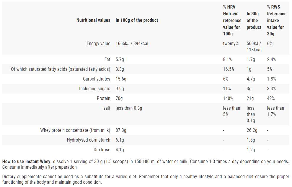 Instant protein sirutke | Visokokvalitetni koncentrat sirutke - 2000 grama