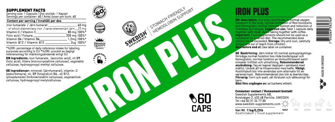 Željezo Plus/s vitaminom C & Folna kiselina/- 60 kapsula