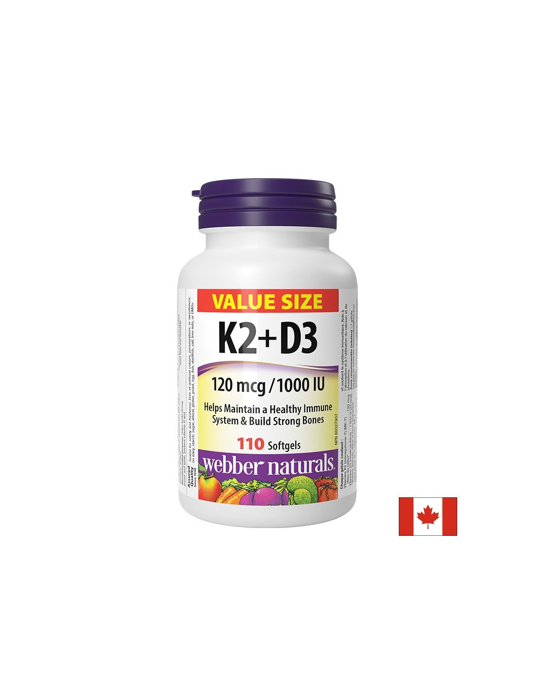 Za podršku kostima i zubima - Vitamin K2 120 µg + D3 1000 IU 25 µg x 110 mekih kapsula/ 110 doza