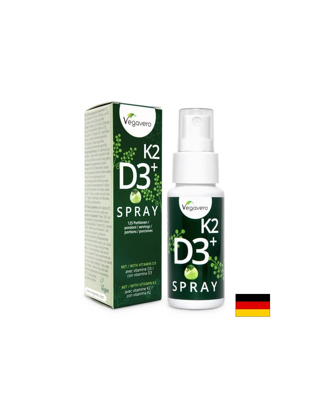 K2 + D3 Sprej/ Vitamin K2 + D3/ Sprej za usta, 25 ml, 125 doza, 100% Vegan