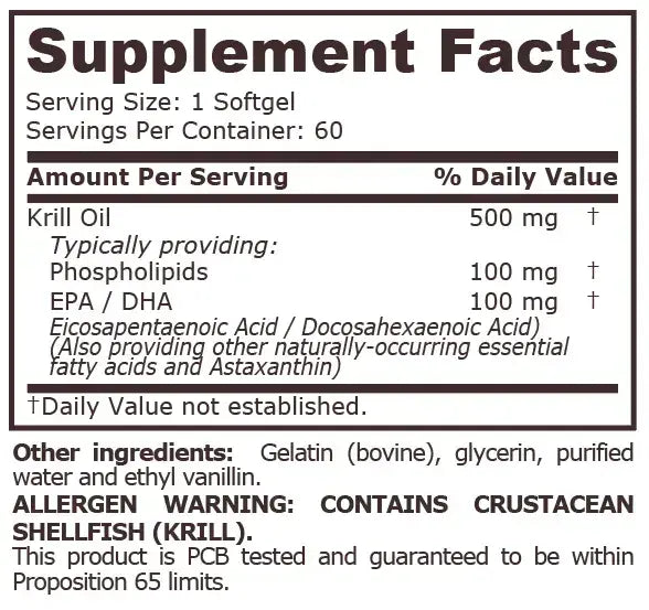 Kril ulje 500 mg - 60 mekih kapsula <tc>Pure Nutrition</tc>