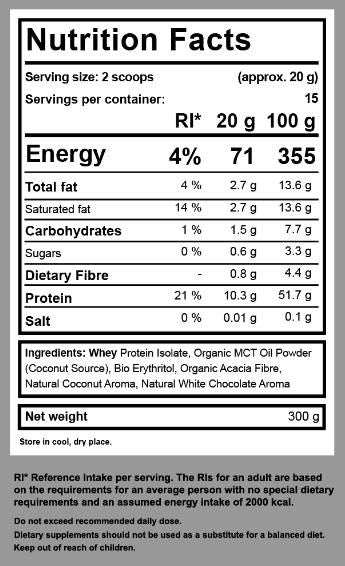 Keto Whey Isolate + MCT - 300 grama