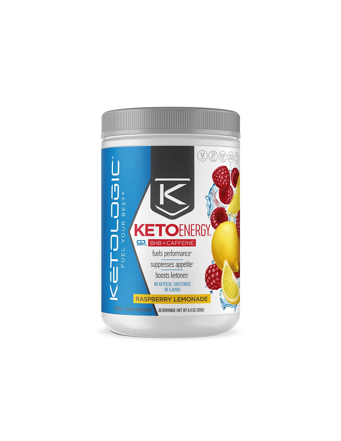 Gubitak težine & Sagorijevanje masti - KetoEnergy BHB + kofein, 255 g praha s okusom maline i limunade