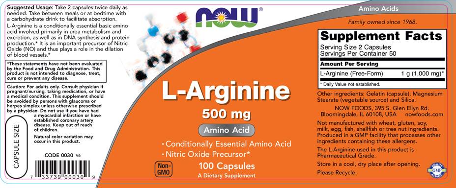 L-Arginin 500 mg - 100 kapsula
