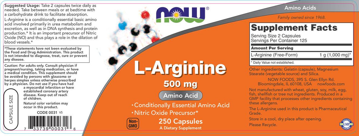 L-Arginin 500 mg - 250 kapsula