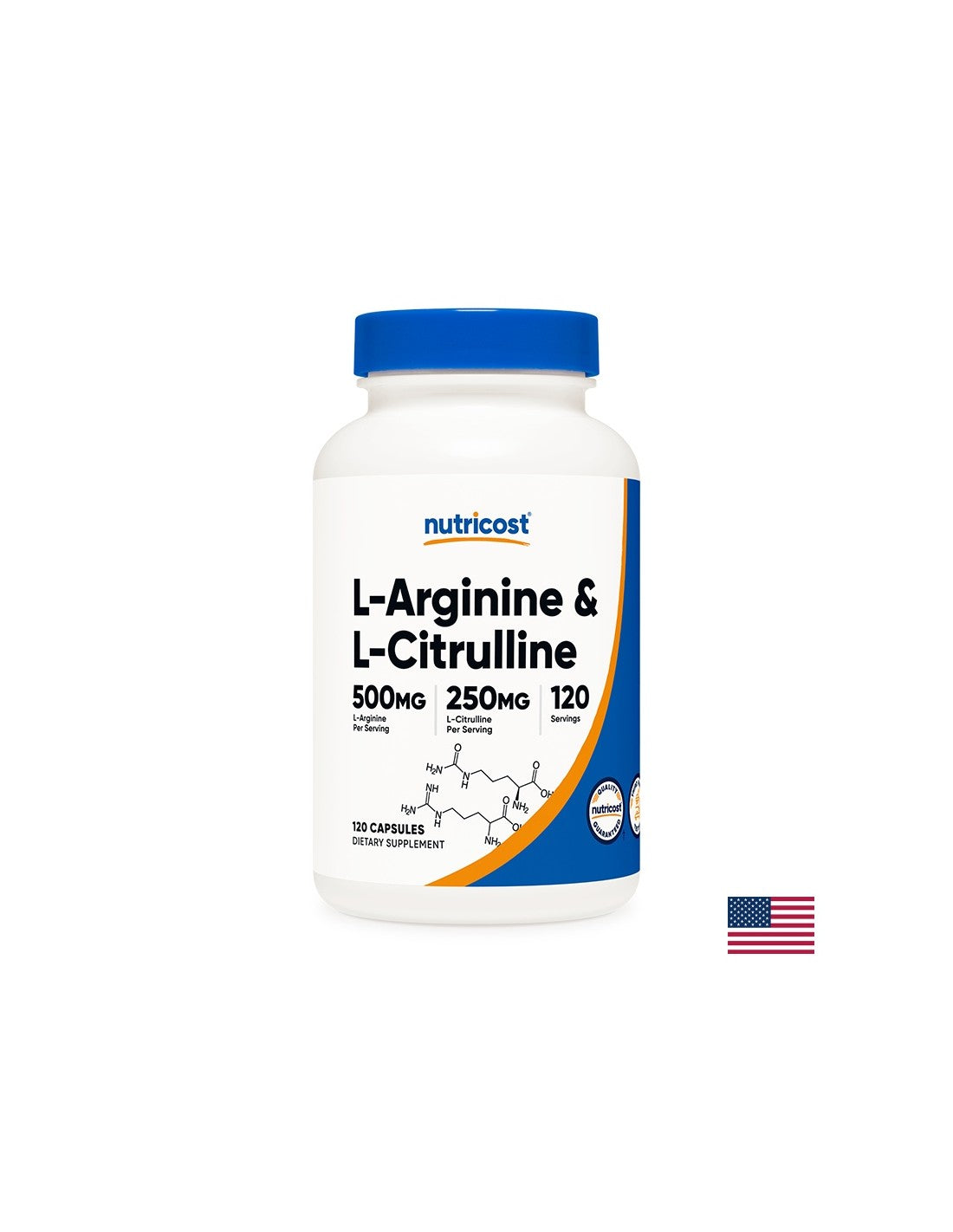 Tonus i energija - L-arginin + L-citrulin (L-arginin + L-citrulin), 550 mg + 250 mg/120 kapsula <tc>Nutricost</tc>