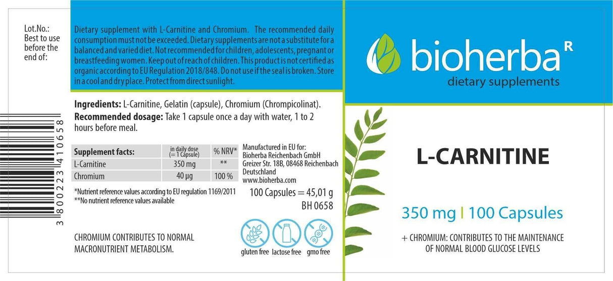 L-karnitin 570 mg - 100 kapsula