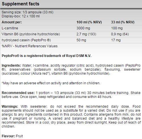 L-Carnitine Shot 3000 - 12 x 100 ml