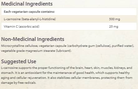 L-karnozin/ L-karnozin 500 mg x 60 kapsula <tc>Natural Factors</tc>
