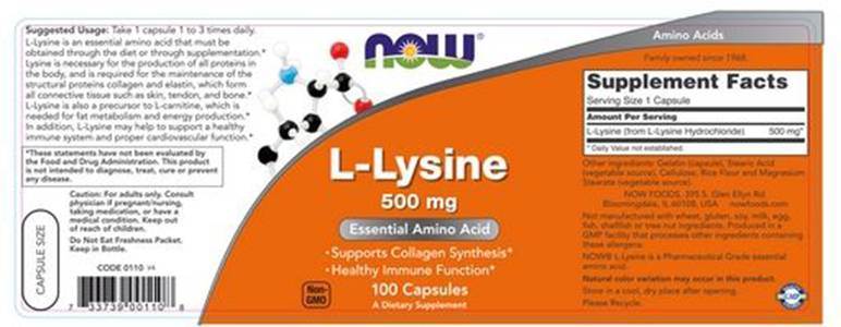 L-lizin 500 mg - 100 kapsula