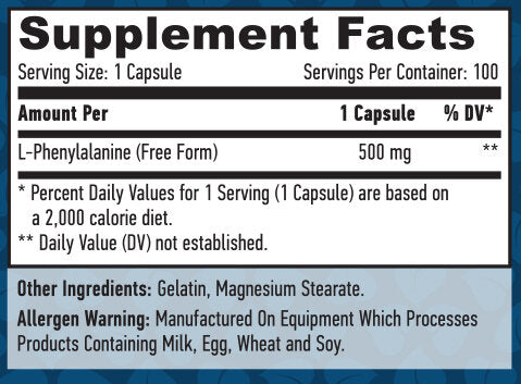 L-fenilalanin 500 mg/100 kap