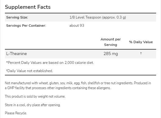 L-Theanine Pure Powder - 28 grama