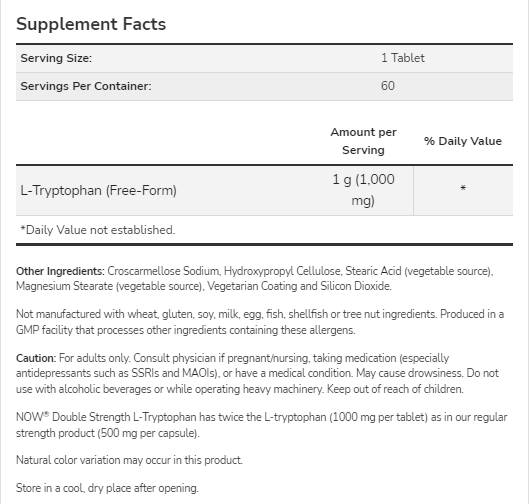 L-triptofan 1000 mg | Dvostruka snaga - 60 tableta