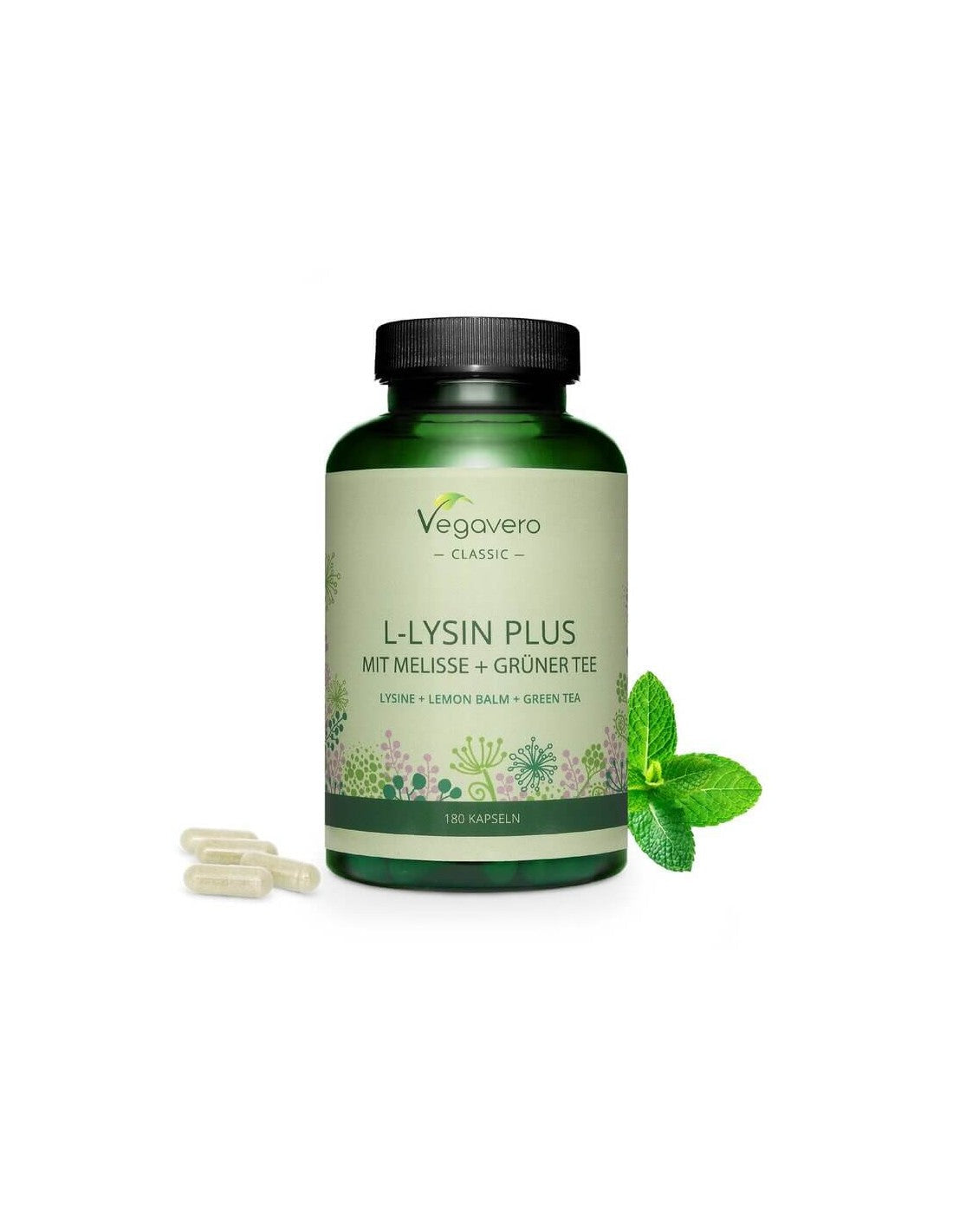L-lysin plus mit melisse + grünter tee/ L-lysin + matičnjak i zeleni čaj, 180 kapsula, 100% veganski <tc>Vegavero</tc>