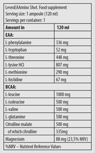 Levro EAAmino Shot | Esencijalne aminokiseline - 120 ml