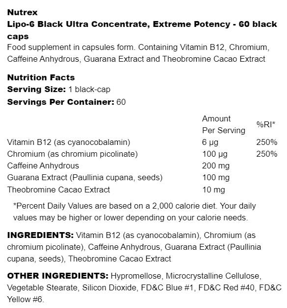 Lipo-6 crni ultra koncentrat | Extreme Potency 60 kapsula