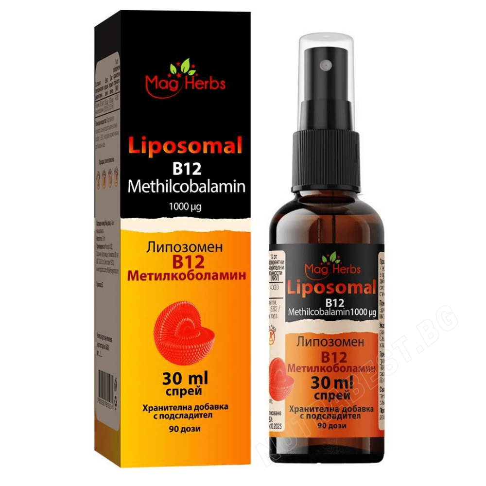 Liposomalni sprej vitamina B12 metilkobalamin 1000 µg <tc>MagHerbs</tc> /30 ml, 90 doza/