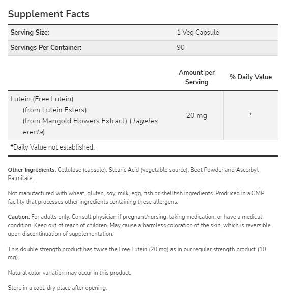 Esteri luteina 20 mg | Dvostruka snaga - 90 kapsula