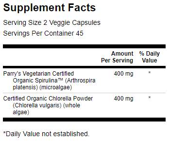 Napravljen od organske spiruline i klorele 400 mg 90 kapsula