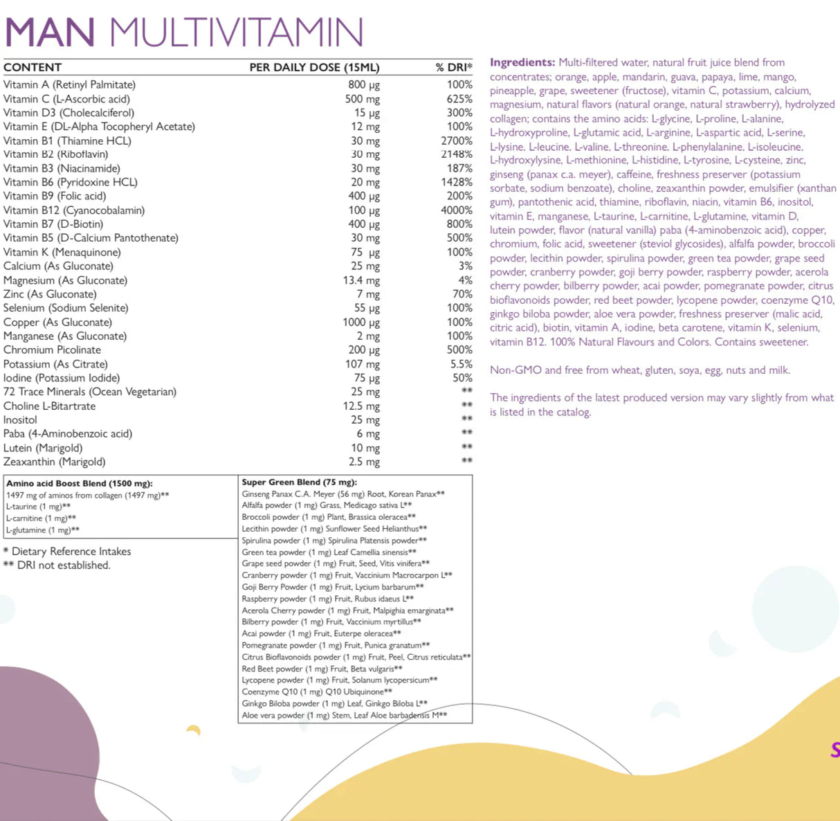 Man multivitamini za muškarce s kolagenom 1497 mg - 147 aktivnih sastojaka /500 ml/