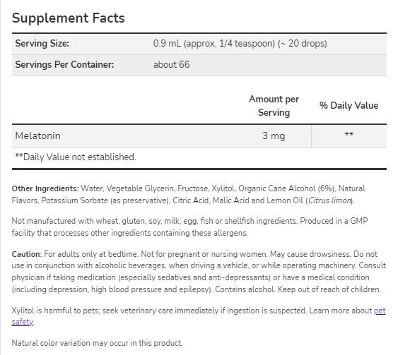 Melatonin 3 mg Tekućina 59 ml