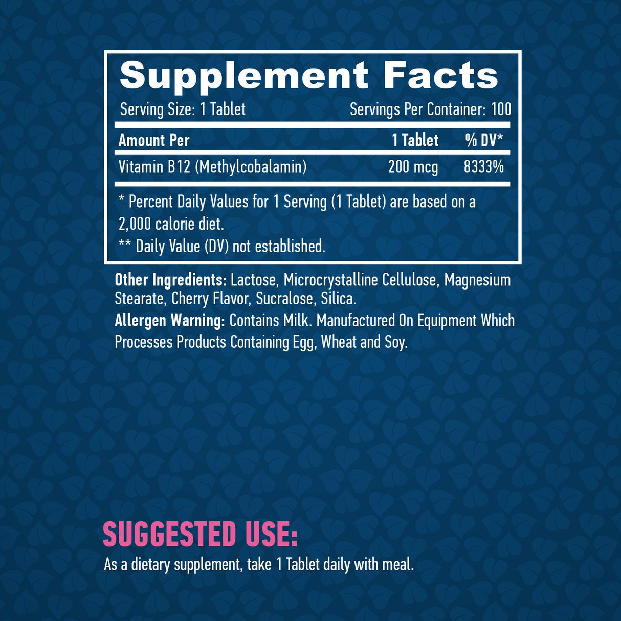 Metil B-12/200 mcg/100 tab.