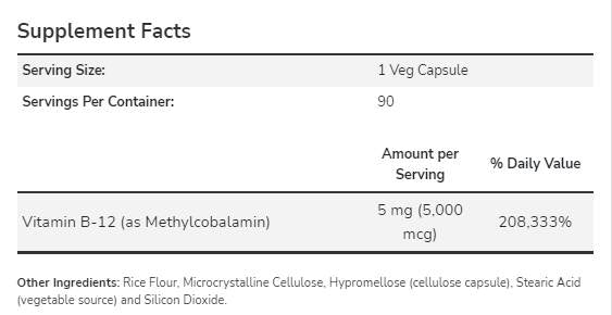 Metil B-12 5000 mcg - 90 kapsula