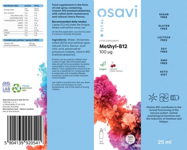 Methyl B-12 oralni sprej/100 mcg po spreju - 25 ml