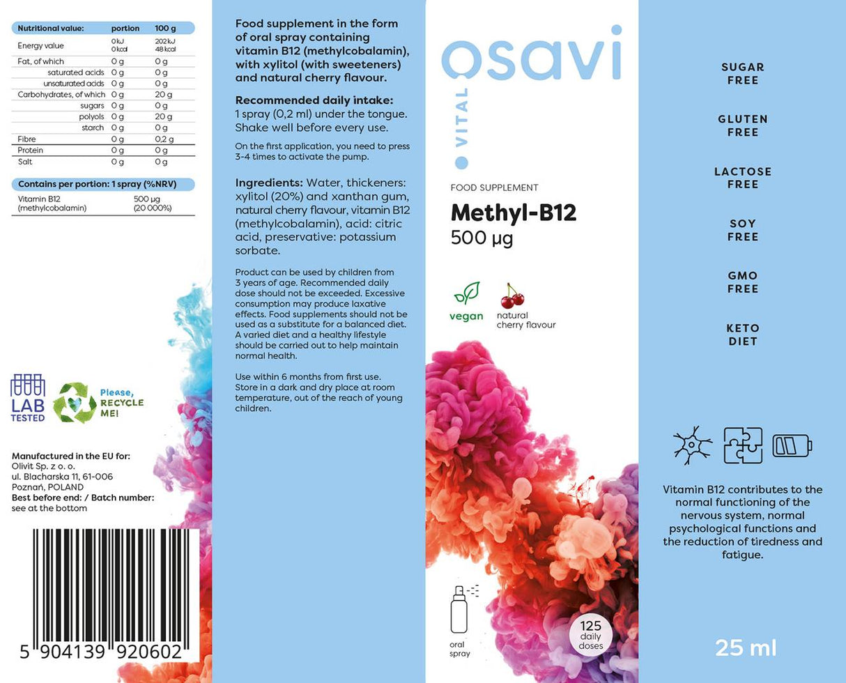 Methyl B-12 oralni sprej/500 mcg po spreju - 25 ml