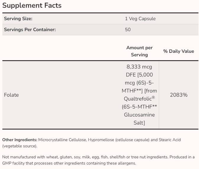 Metil folat 5000 mcg - 50 kapsula
