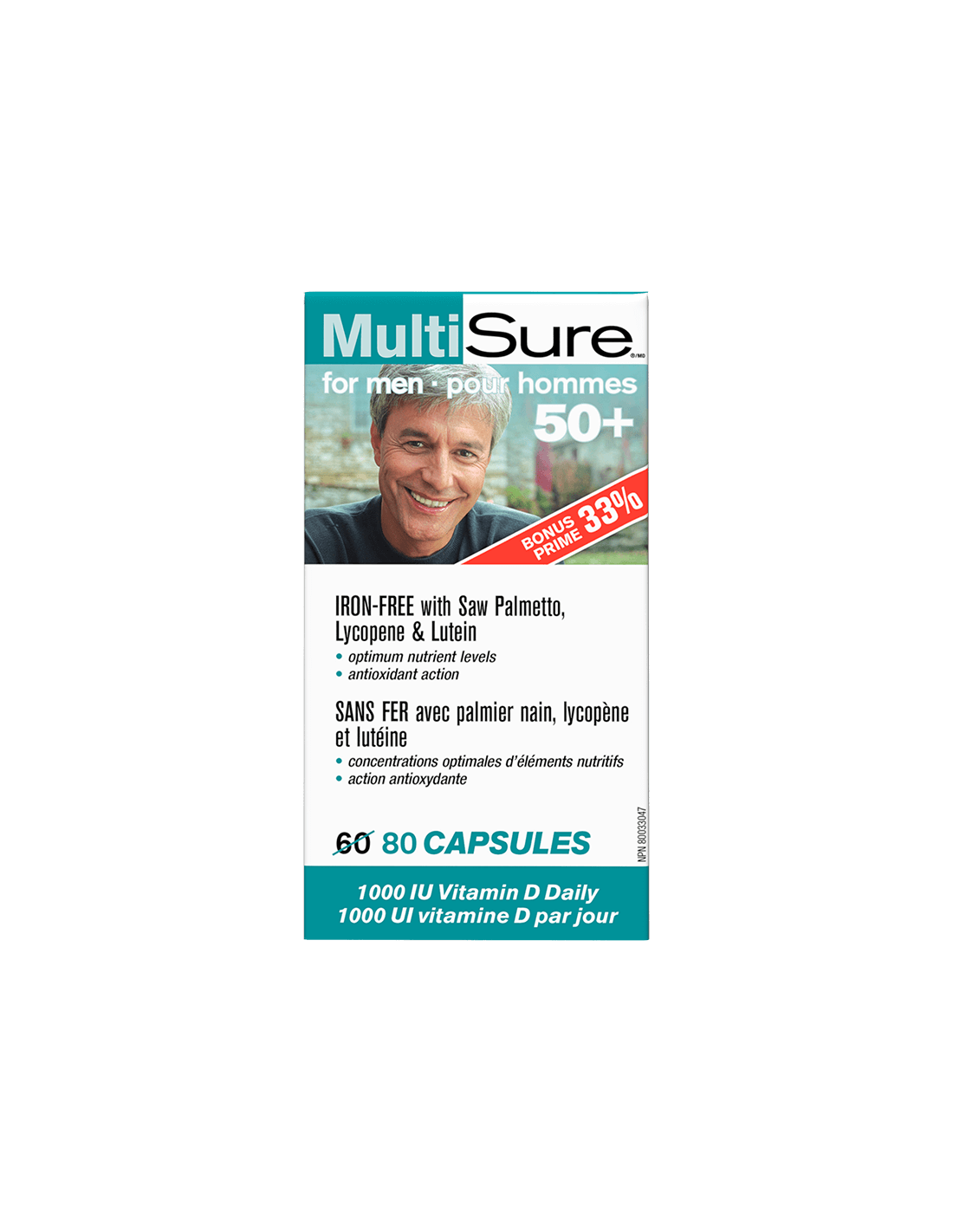 MultiSure® Men 50+/Multivitamini za muškarce 50+ (s luteinom, likopenom i palmetom), 80 kapsula