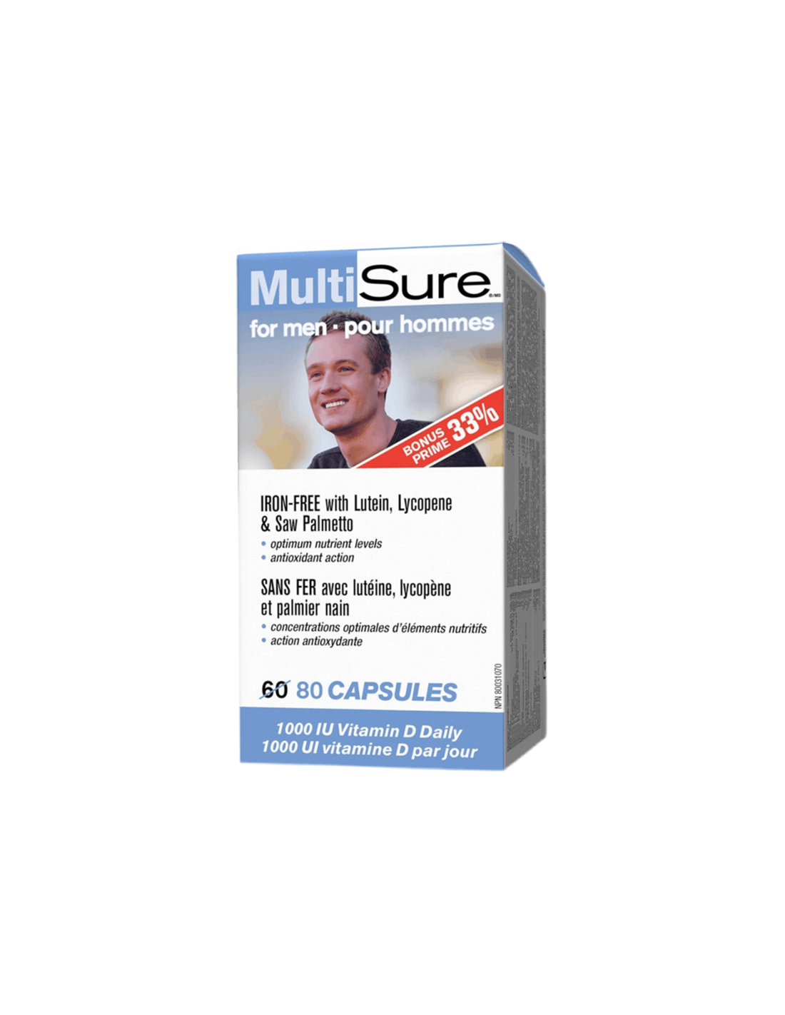 MultiSure® Men/Multivitamini za muškarce (s luteinom, likopenom i palmetom), 80 kapsula