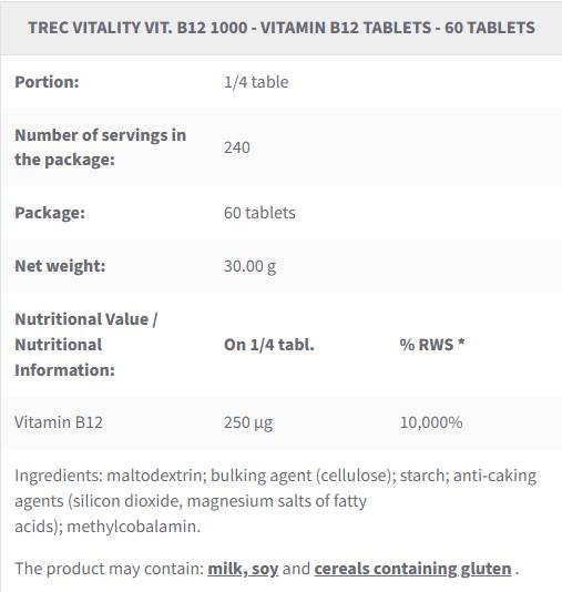 Vit. B12 1000 | Vitamin B12 Metilkobalamin - 60 tableta