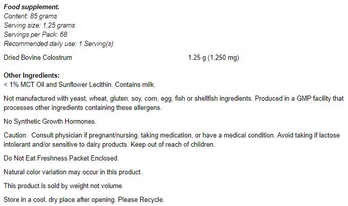 Kolostrum prah - 85 grama