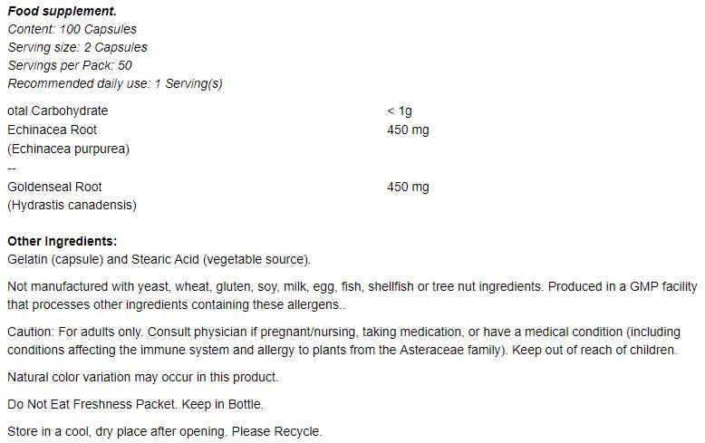 Echinacea & GoldenSeal korijen - 100 kapsula