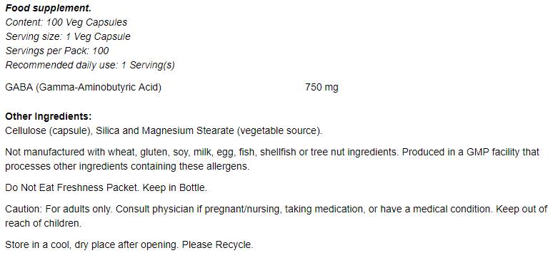 GABA 750 mg - 200 kapsula