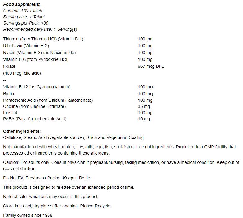 Vitamin B-100 trajno oslobađanje/100Tabs