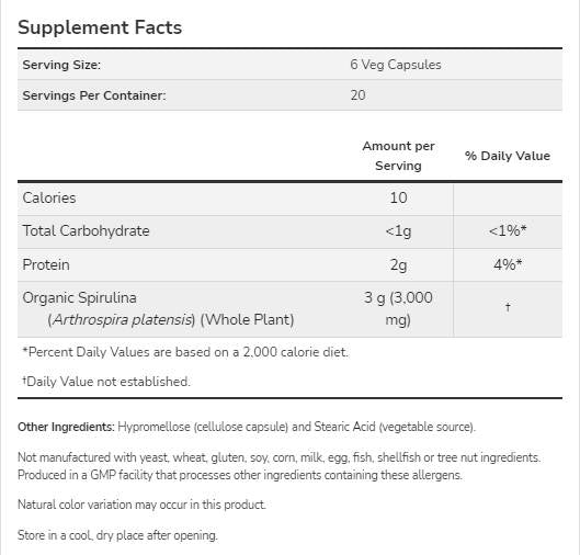 Prirodna spirulina 500 mg - 120 kapsula