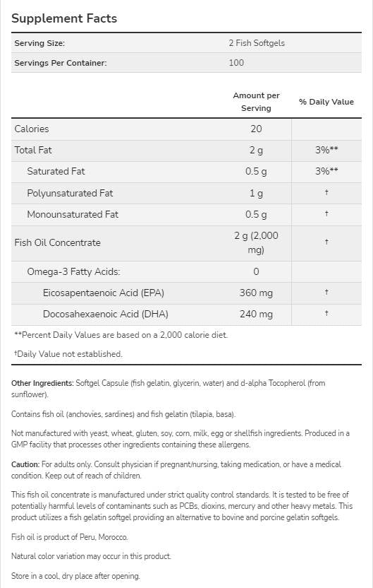 Omega 3 1000 mg | Riba želatinski softgels - 200 gel kapsula