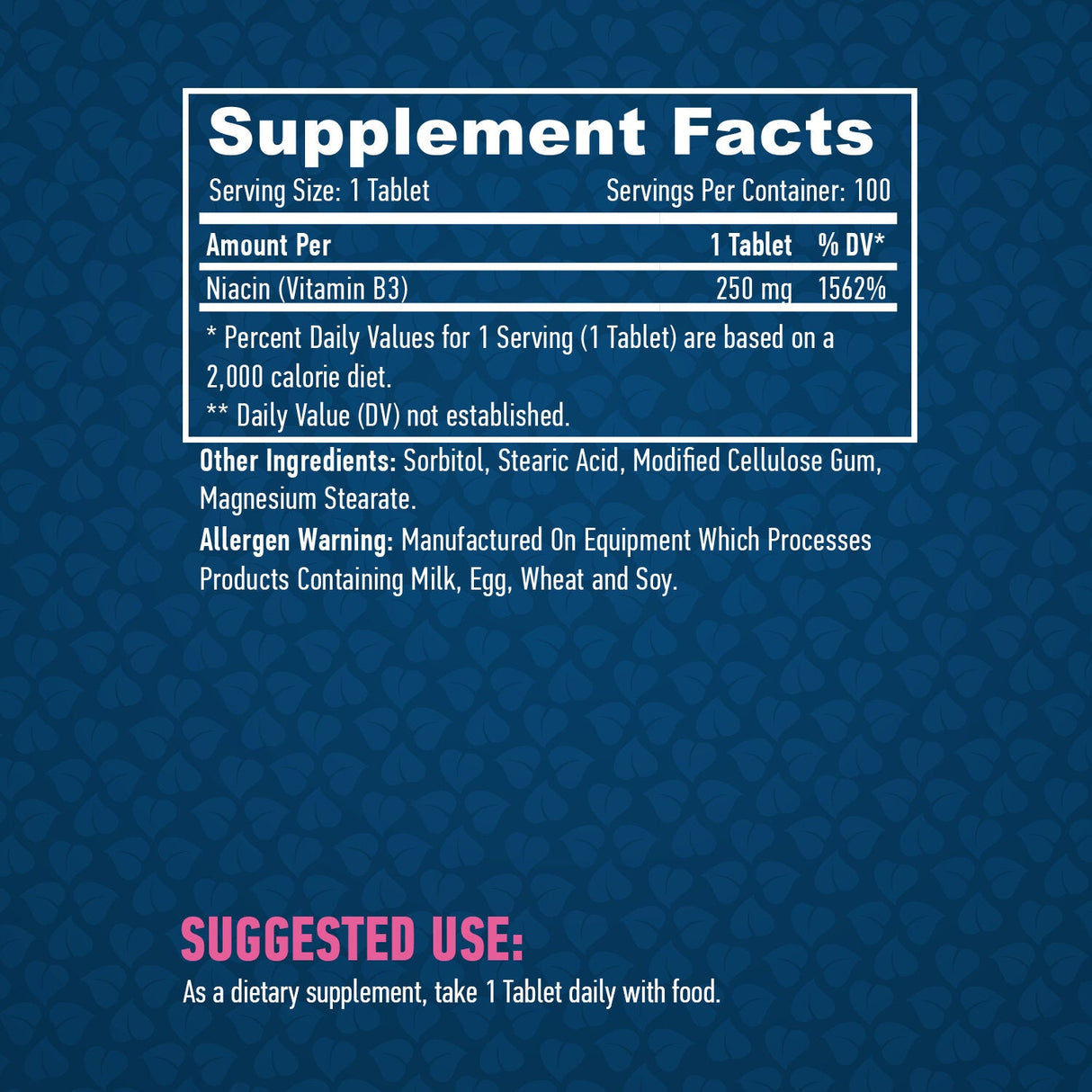Niacin /Time Release/ 250 mg/100 tab.