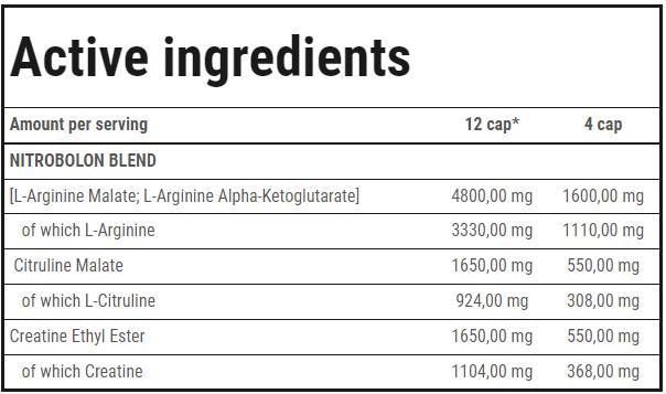 Nitrobolon | Kapsule prije vježbanja bez stimulansa - 240 kapsula