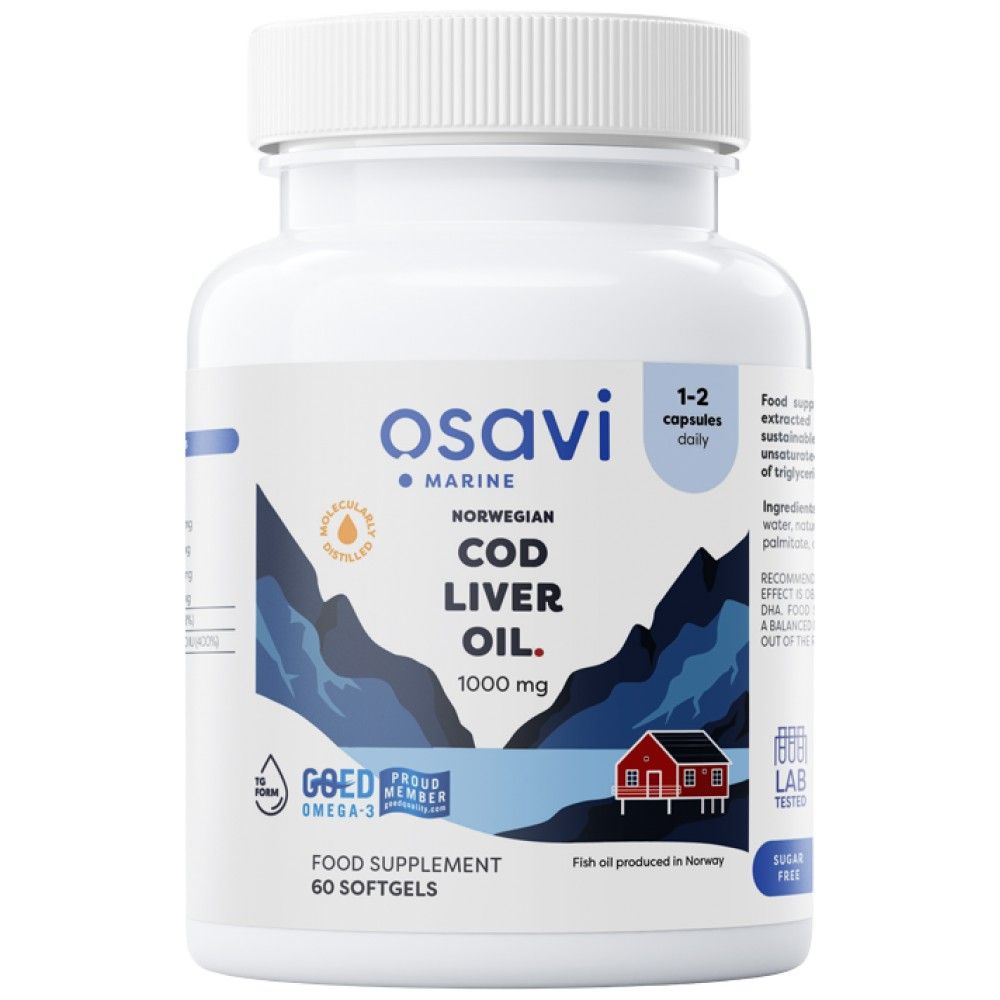 Norveško ulje jetre bakalara 1000 mg | S okusom limuna - 60 gel kapsula