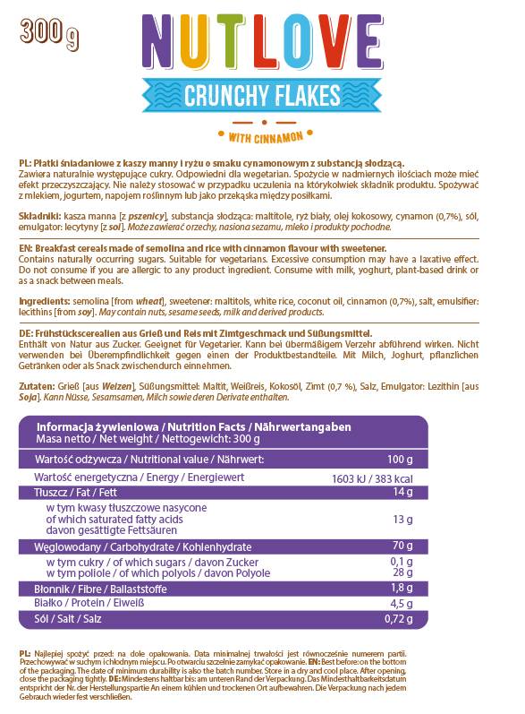 NutLove | Hrskave pahuljice s cimetom - 300 grama