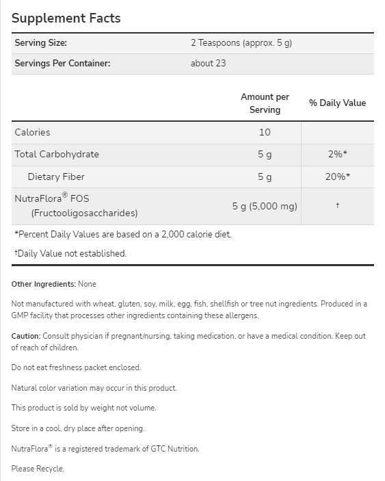 NutraFlora® FOS prah - 113 grama