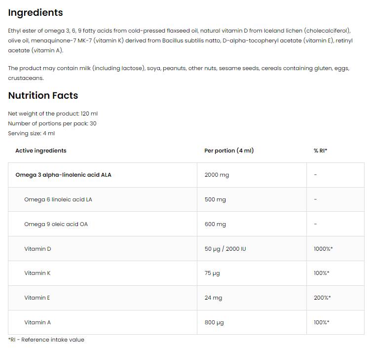 Omega 3-6-9 tekućina + ADEK | Vitamin A + D + E + K 120 ml