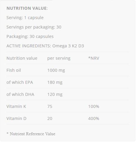 Omega 3 + K2 D3 - 30 gel kapsula