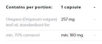 Origano ulje 257 mg | 70% Carvacrol - 120 kapsula
