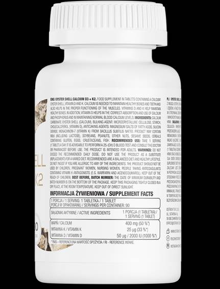 Oyster Shell Kalcij 400 mg/sa D3 + K2 90 tableta